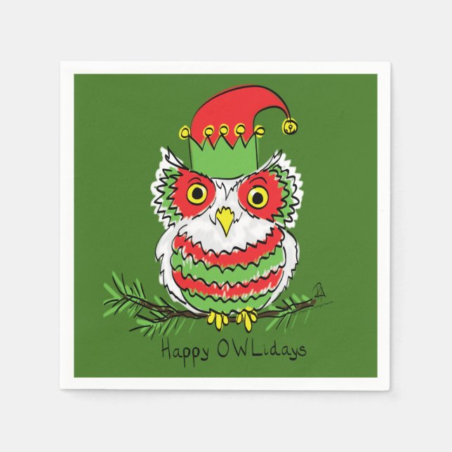 Owl Funny Christmas Cute Kids Napkins (Front)