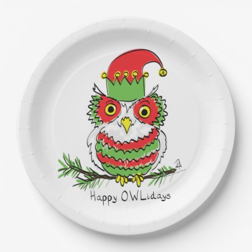 Owl Funny Christmas Cute Kids Paper Plates