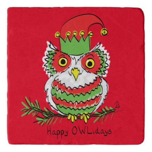 Owl Funny Christmas Cute Kids Trivet