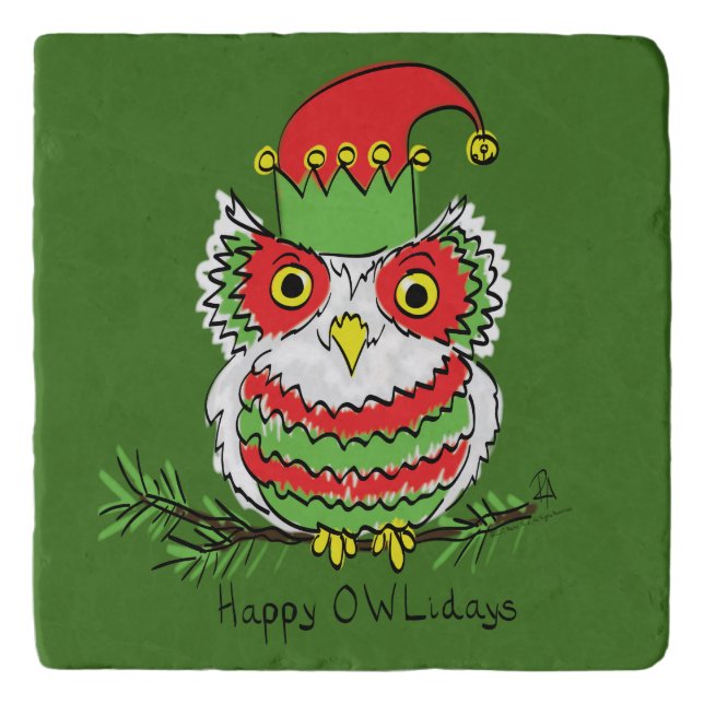 Owl Funny Christmas Cute Kids Trivet (Front)