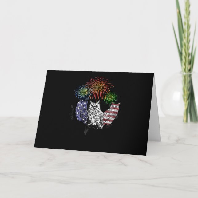 Owl Gift | 4th July Owl Card (Front)