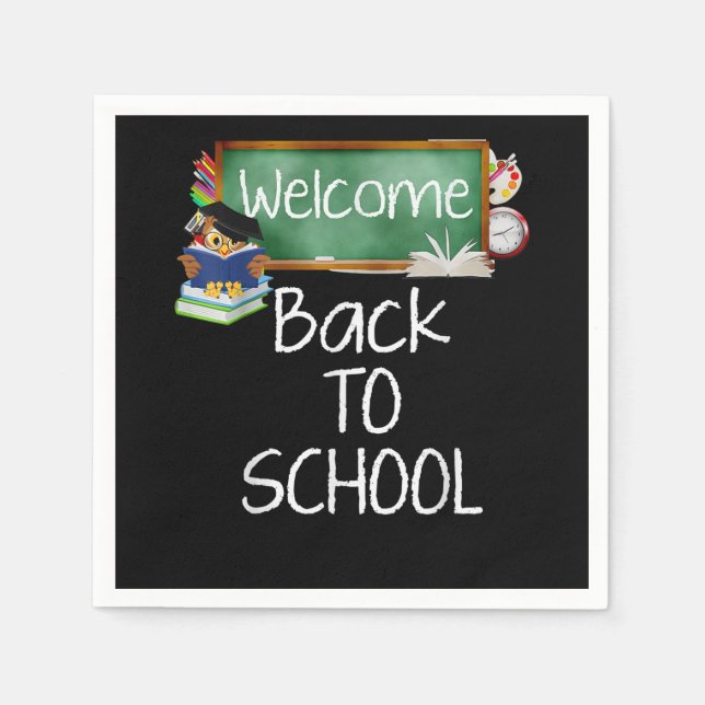 Owl Gift | Back To School Welcome Student -Teacher Napkins (Front)