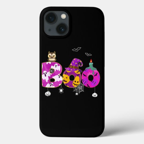 Owl Gift  Boo Halloween With Owl Witch Hat Spider iPhone 13 Case