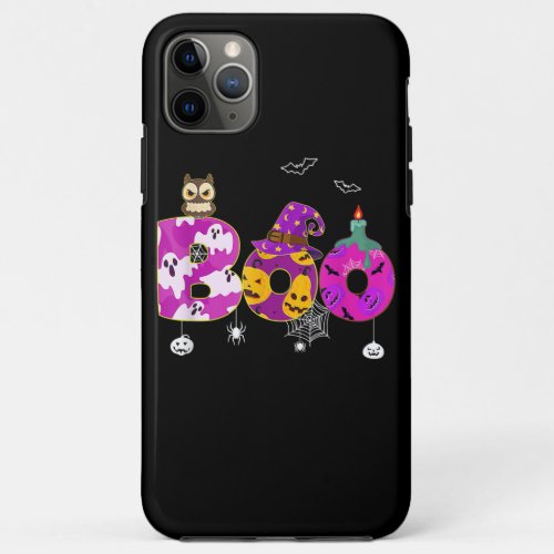 Owl Gift  Boo Halloween With Owl Witch Hat Spider iPhone 11 Pro Max Case