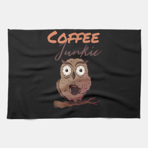 Owl Gift  Coffee Junkie Owl Gift For Owl Lover Kitchen Towel