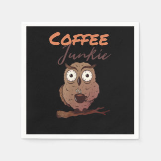 Owl Gift | Coffee Junkie Owl Gift For Owl Lover Napkins