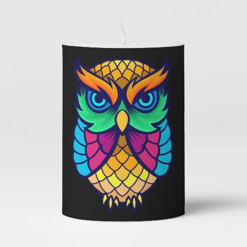 Owl Gift  Crochet Owl Owl Art Owl Colorful Pillar Candle