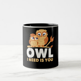 Owl Gift| Great Cute Owl Bird Lovers Two-Tone Coffee Mug