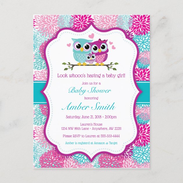 baby girl owl baby shower