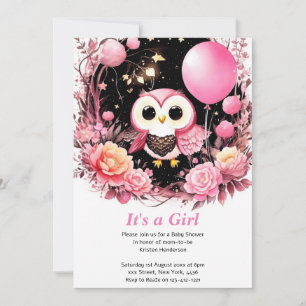 Owl Girl Baby Shower Invitation