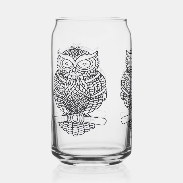 Owl - Glass Can (Front)