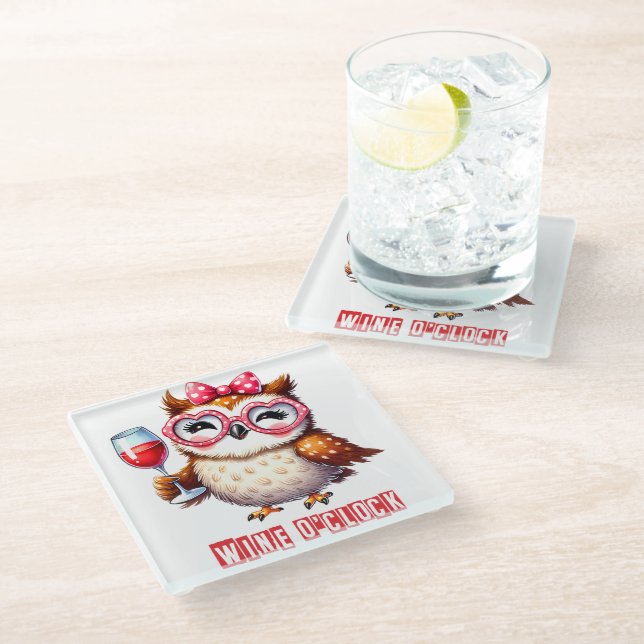 Owl Glass Coaster (Angled)