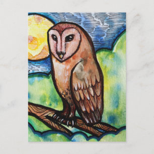 Owl Golden Moon Postcard