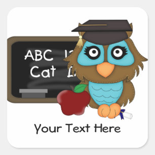 Owl Graduation1 (Customizable) Square Sticker