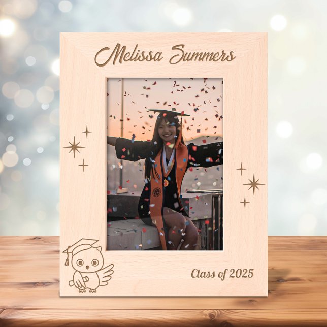 Owl Graduation Hat Scroll 5x7 Engraved Frames (Creator Uploaded)