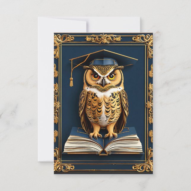 🎓 Owl Graduation Wishes For School Celebration 🎓 Invitation (Front)