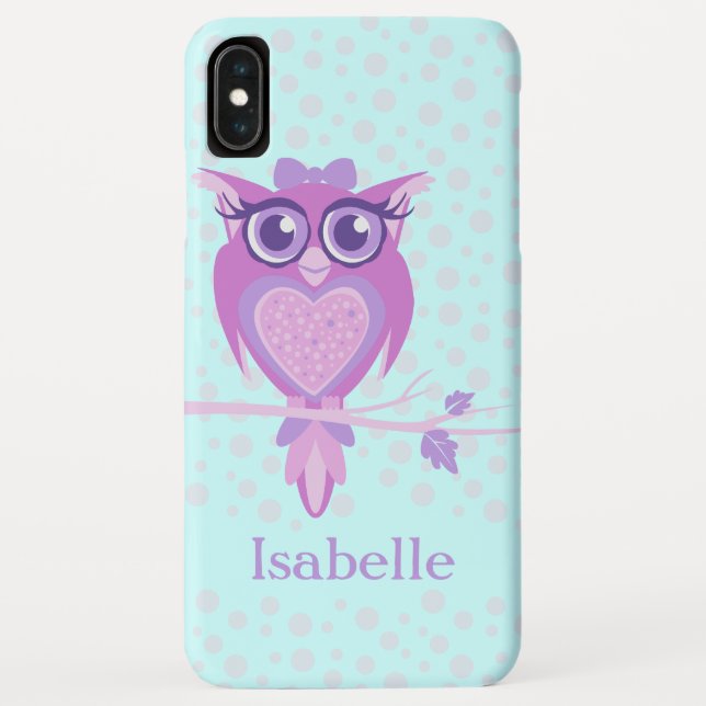 Owl graphic purple aqua cute whimsy Case-Mate iPhone case (Back)