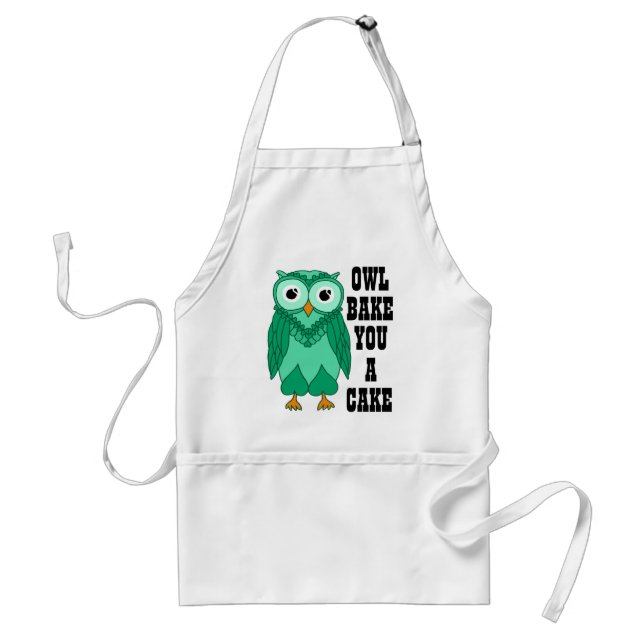 Owl Green Adult Apron (Front)