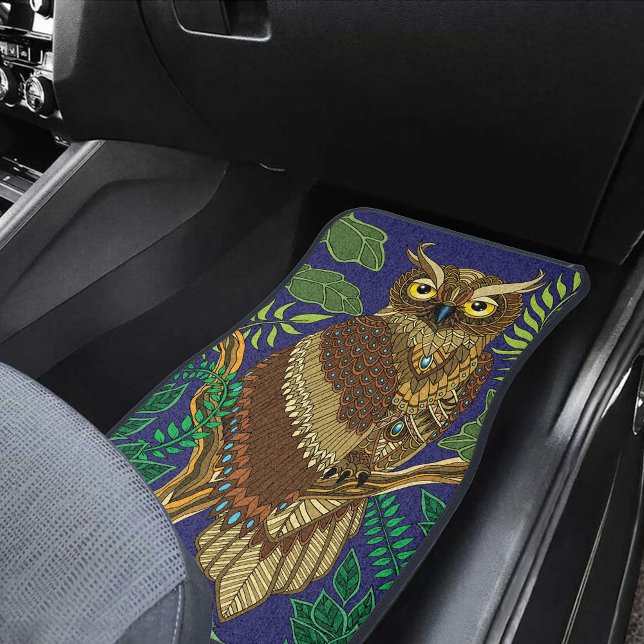 Owl Green Forest Leaves Car Floor Mat (Creator Uploaded)