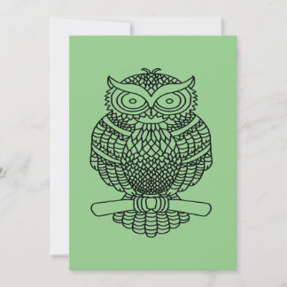 Owl (green) - Greeting Card