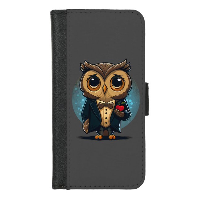 Owl Groom in Love: Perfect Valentine's Day Gift iPhone Wallet Case (Front)