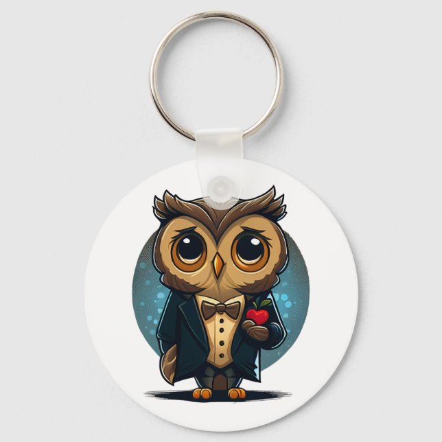 Owl Groom in Love: Perfect Valentine's Day Gift Keychain (Front)
