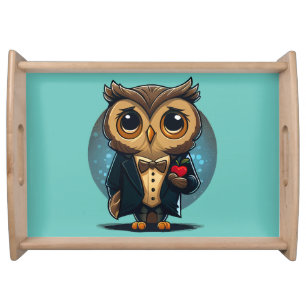 Owl Groom in Love: Perfect Valentine's Day Gift Serving Tray