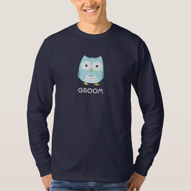 Owl Groom Newlywed Husband Cute New Spouse T-Shirt (Front)