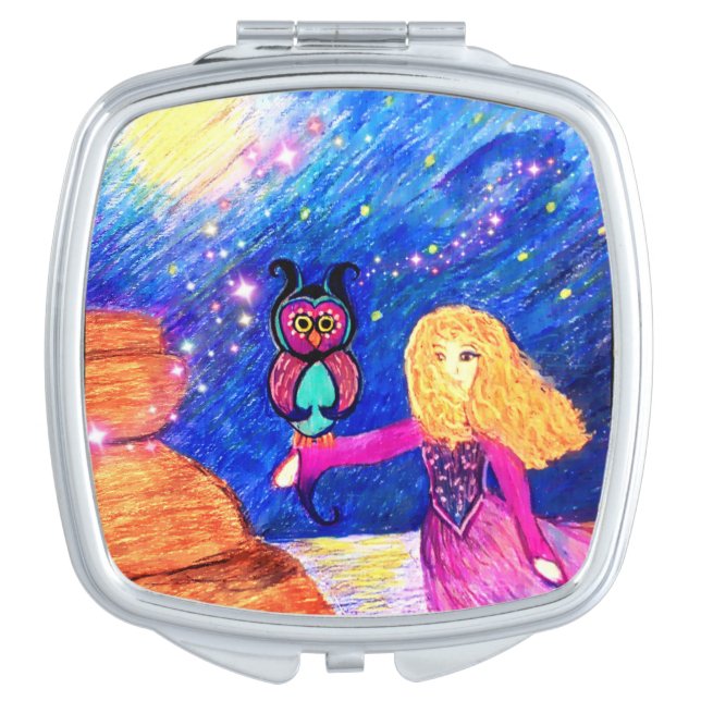 Owl Guardian compact mirror (Front)
