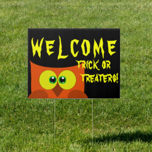 Owl Halloween Welcome Yard Sign