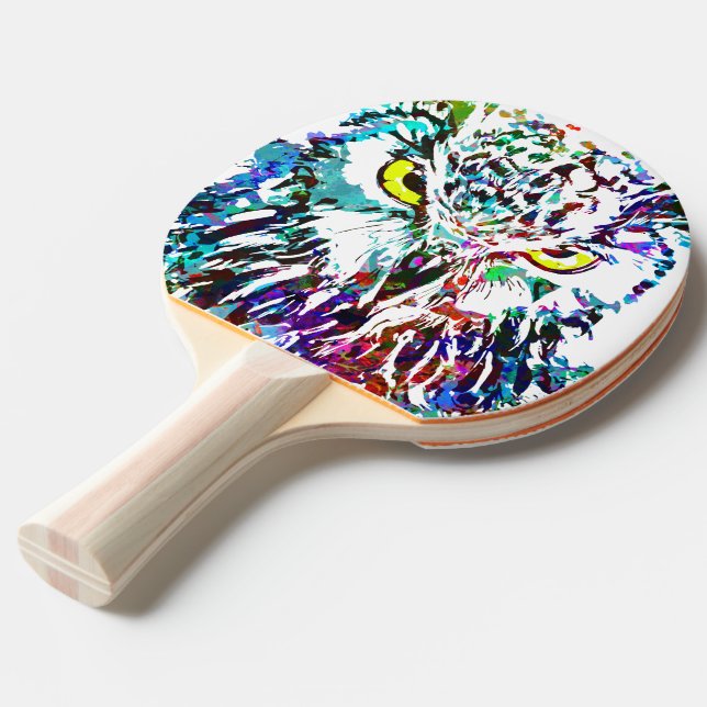 Owl Head - Bird Eyes - Owlet Ping Pong Paddle (Front Angle)