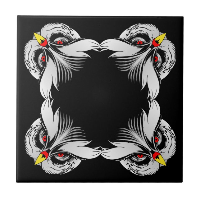 Owl head ceramic tile (Front)