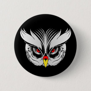Owl head pinback button