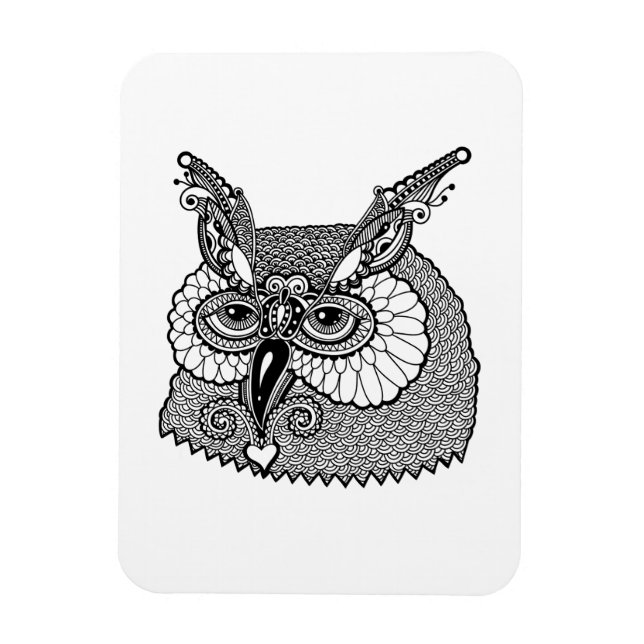 Owl Head Zendoodle Magnet (Vertical)