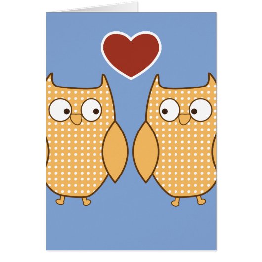 Owl heart love birthday card (Front)