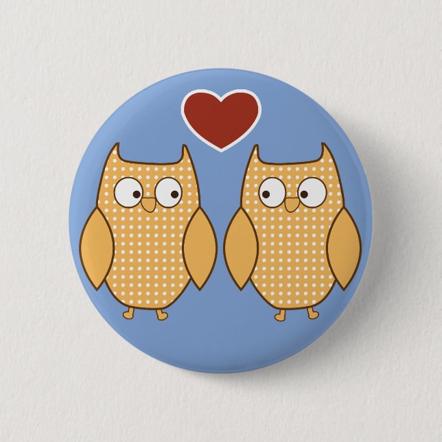 Owl heart love button (Front)
