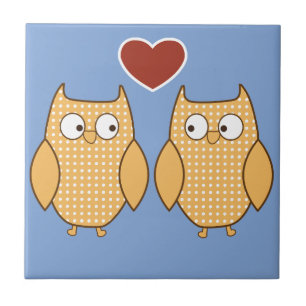 Owl heart love ceramic tile
