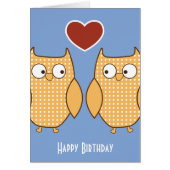 Owl heart love kid's birthday card (Front)