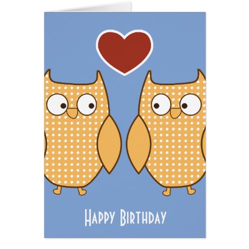 Owl heart love kids birthday card
