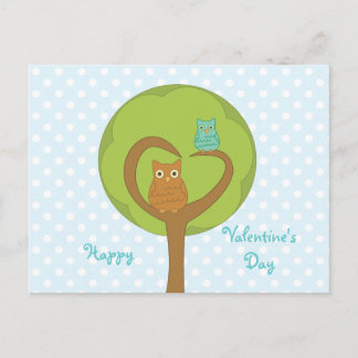 Owl Heart Tree Holiday Postcard