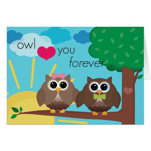 Owl Heart You Forever Cards (Front Horizontal)