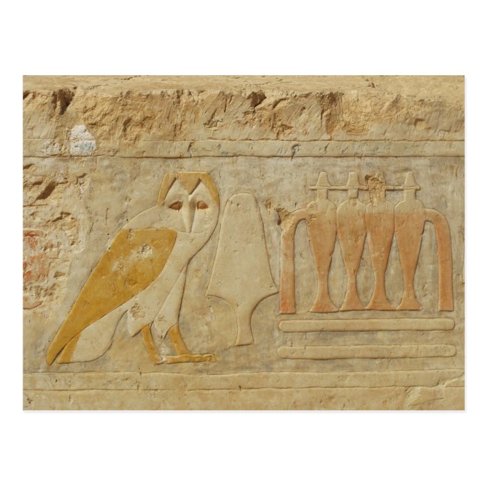 Owl Hieroglyph Detail, Hatshepsut Temple, Egypt Postcards