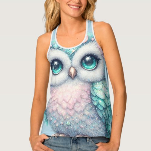 Owl Huge Eyes Blue Women's Tank Top