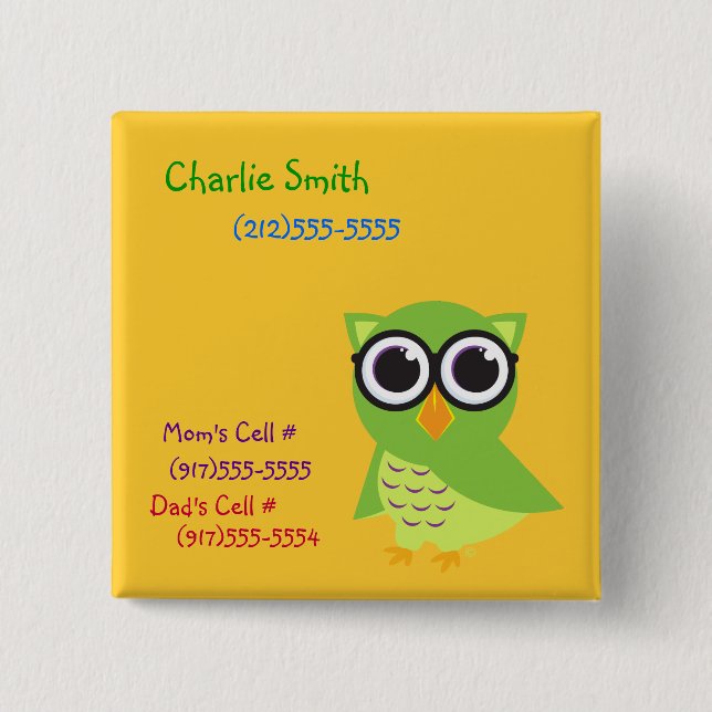 Owl Identification Button (Front)