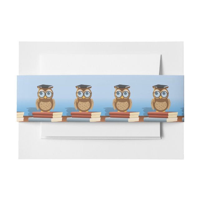 Owl illustration invitation belly band (Front Example)