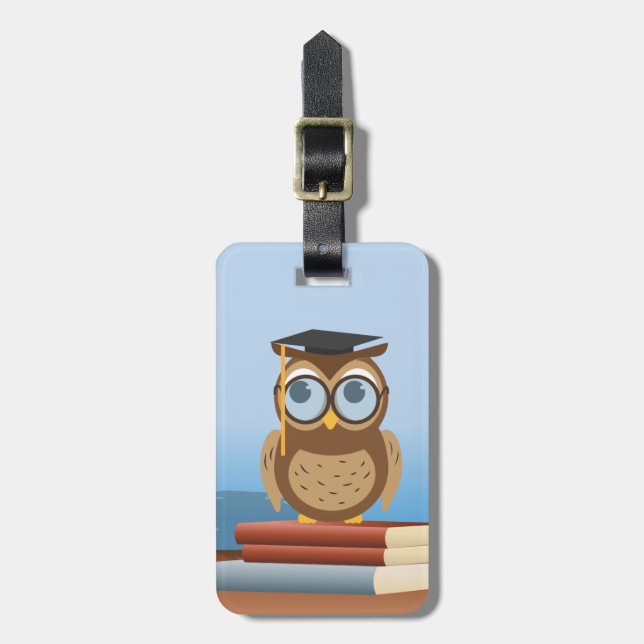 Owl illustration luggage tag (Front Vertical)