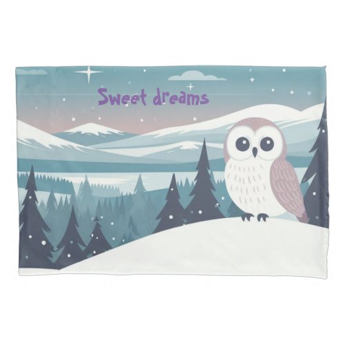 Owl in a fell landscape in winter pillow case