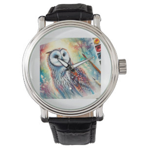 Owl in a Sunlit Grove 231024AREF122 - Watercolor Watch