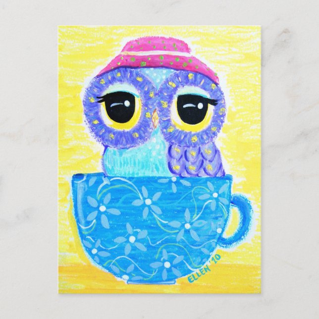 Owl In A Teacup Postcard (Front)
