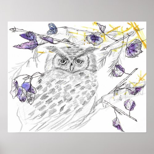 Owl In A Tree Bird Wildlife Nature Wall Art